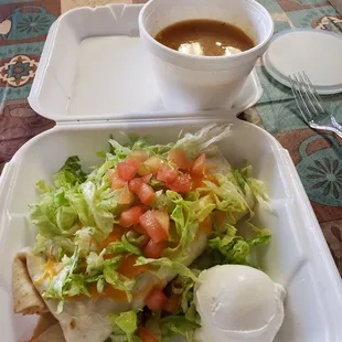 The beef burrito with the green chili on the side