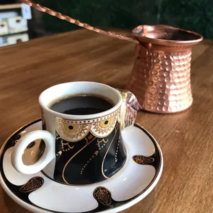 Love the little cup and extra coffee for the Turkish coffee!