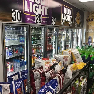 a display of bud light products