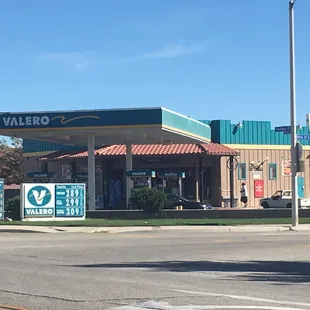 a view of a gas station