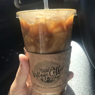 Iced almond milk latte