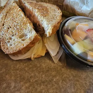 Patty melt + fruit