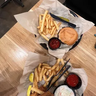 Fish &apos;N Chips and Hamburger Steak