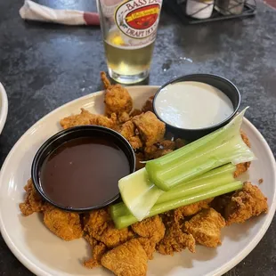 Boneless Chicken Wings (Bites) w/ Ranch Dipping Sauce &amp; a Beer