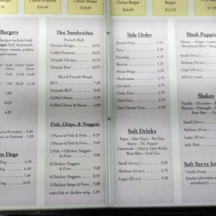 Menu as of 1/9/24