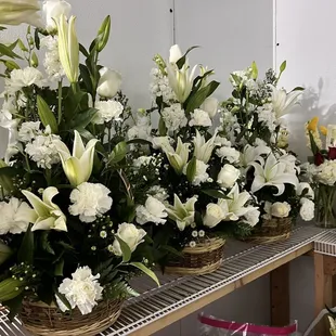 Basket arrangements ready for delivery.