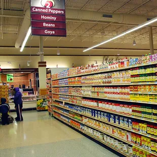 grocery aisle with food items
