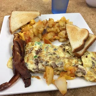 Philly Omelette with American Fries