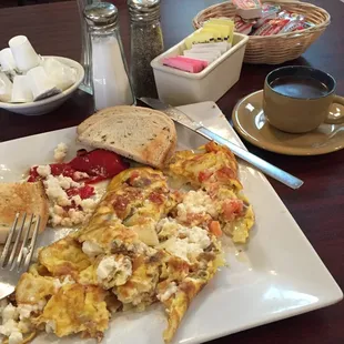Macedonian omelette with gyro meat and Macedonian coffee