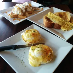 The spread (those eggs benedict were ordered sans bacon)