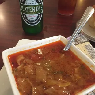 Macedonian cabbage soup and Macedonian beer