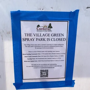 The water park / splash pad feature of this park is currently closed. Photo taken 7/31/21. Unsure when it'll be open again.