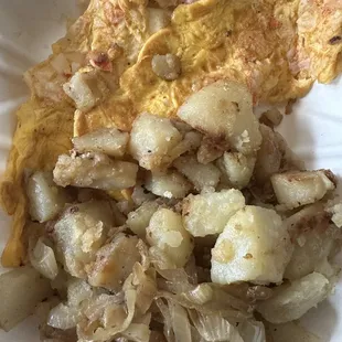 Crab omelette with home fries