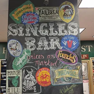 a blackboard with a lot of stickers on it