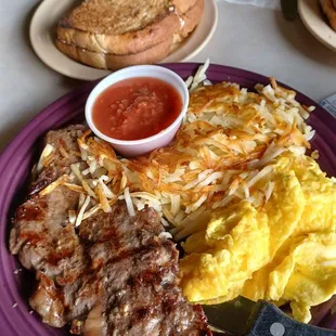 New York steak and eggs