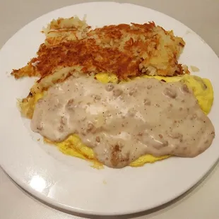 Southern Omelette with Hash Browns