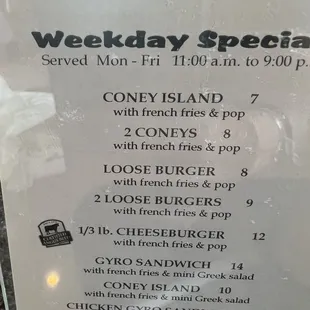 Daily specials