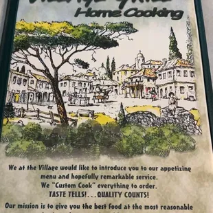 the menu for the restaurant