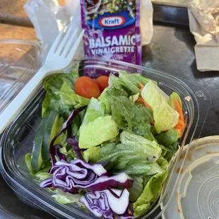 Side Salad with Balsamic Vinaigrette dressing. VERY fresh..