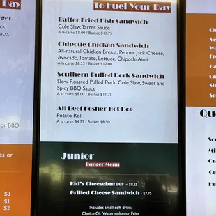 Sandwiches - Fried Fish, Chipotle Chicken, Southern Pulled Pork, &amp; a Hot Dog