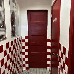 8/1/24 Tight quarters/corner hallway to restrooms, single stalls