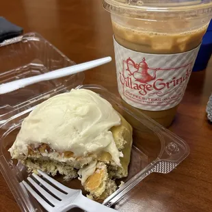 Cinnamon roll &amp; Salted Caramel cold brew w/ cream