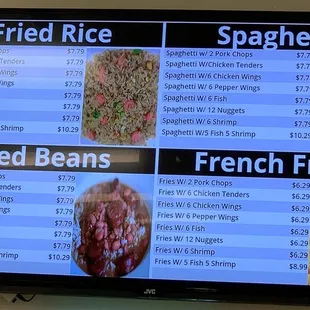 a menu on a flat screen tv