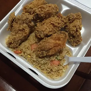 Fried Rice with 6 wings for 7.79