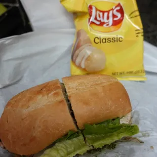 Chicken Pesto Sandwich, comes with bag of Lay's