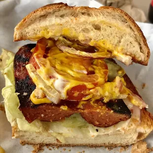 a half eaten sandwich