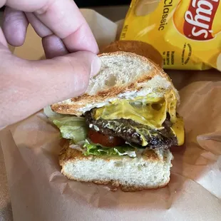 Cheeseburger on Grilled Sourdough