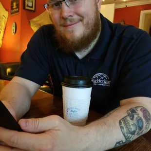 All blissed out on his London fog.