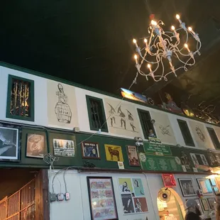 a chandelier hanging from the ceiling