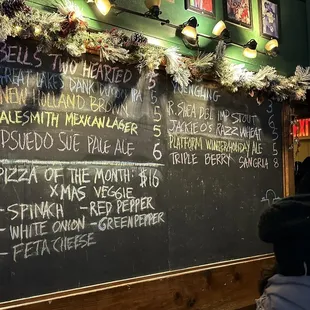 a menu on a blackboard