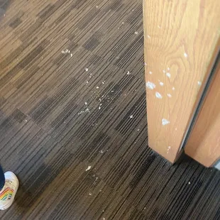 Our food was dropped, the splatter was not cleaned up through our entire stay... might still be there.