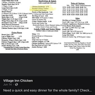 Their menu highlighted that shows what comes with the sandwich
