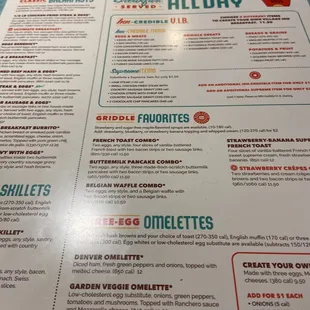 the menu of the restaurant