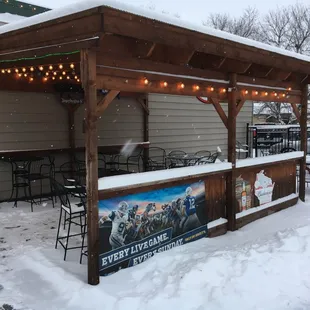 Outside patio is wide open