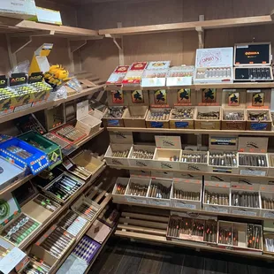 shelves of cigars and cigars