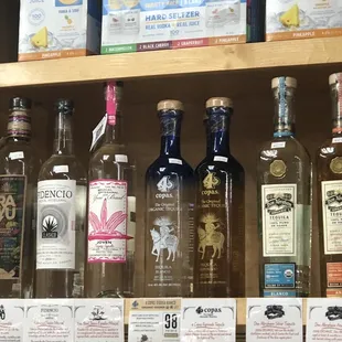 a variety of bottles of liquor