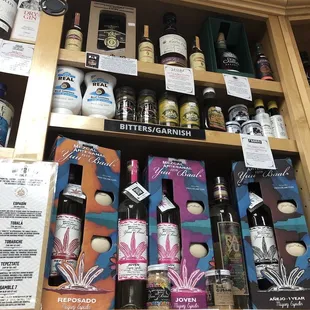 a variety of liquors on display