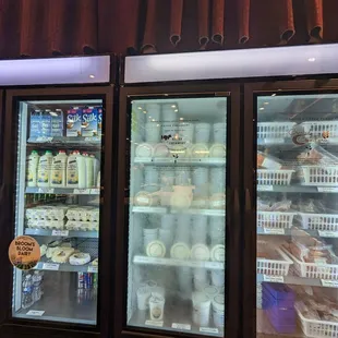 two refrigerators filled with food