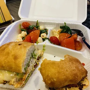 Chicken Pesto Sandwich with Caprese Salad