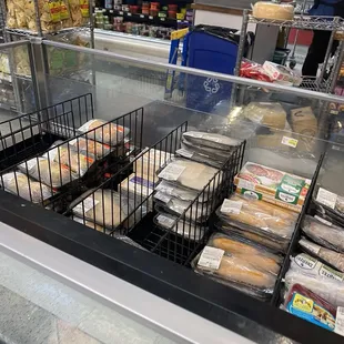 a variety of food items on display