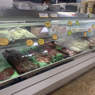 Meat shop... all Mexican cuts, chicharrones, Oaxaca cheese, carnitas, etc.