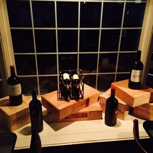 bottles of wine on counter