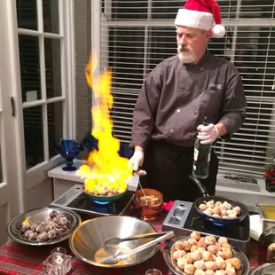 Flambéd donuts with a Graeters ice cream sundae bar