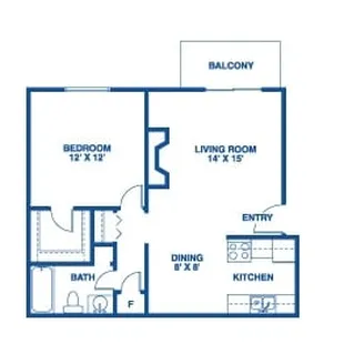 One bedroom apartment floorplan.