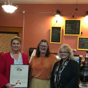 Received a Letter of Commendation from our local State Representative Candice Keller.  Also pictured Seven Mile Mayor Vivian Gorsuch