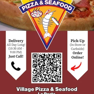 Just Scan the code to place an in-store or curbside pick-up order. For delivery, just call us at 281-470-7007!